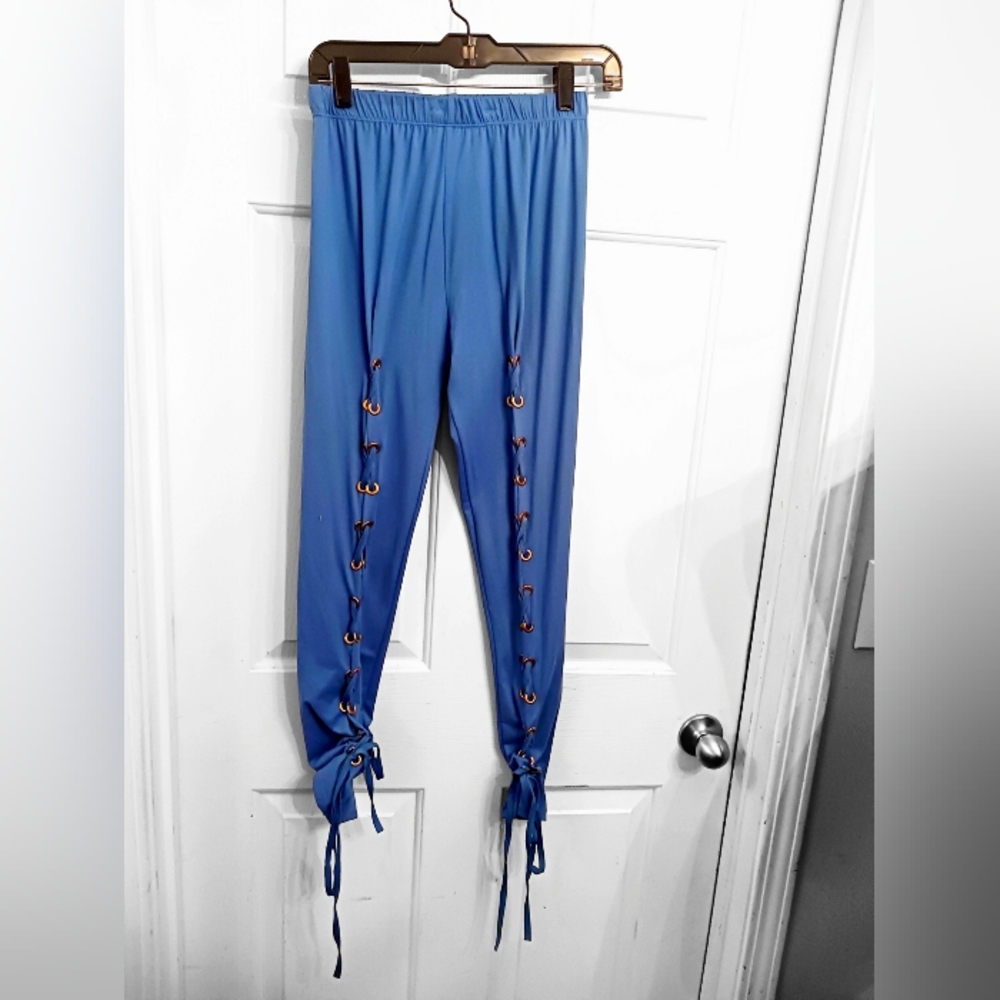 Teal Blue Drawstring Pants by SJL Apparel Size L/ XL - Picture 2 of 4